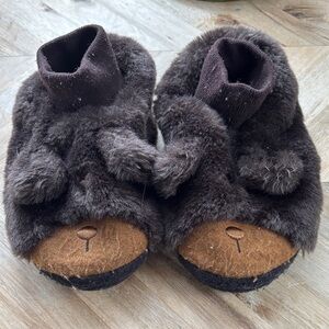 L.L. Bean animal paws slippers brown bear toddler size 11-12